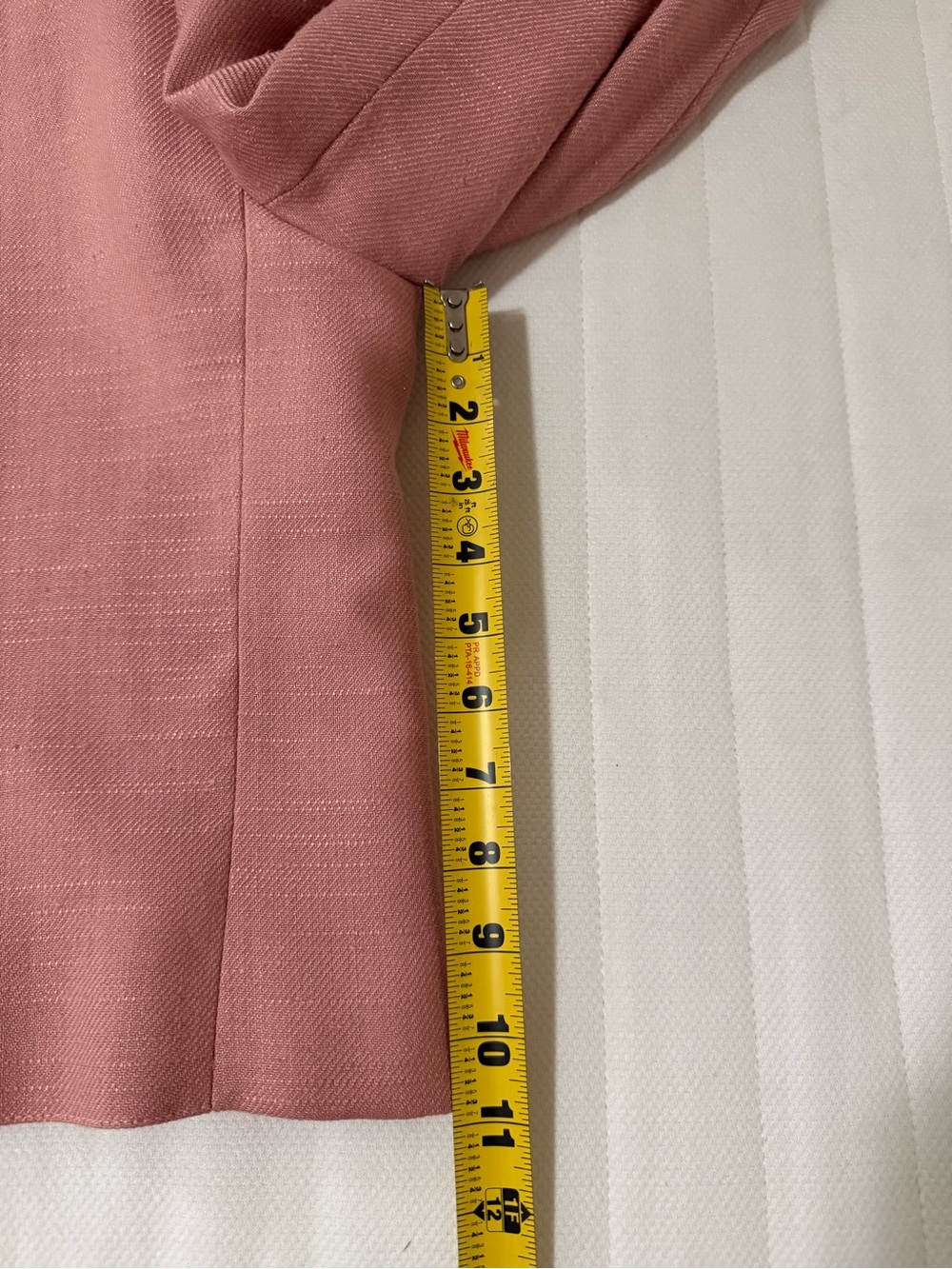 Vintage Linen Cropped Jacket Blazer Dusty Pink Structured Minimalist 90s - Picture 9 of 10